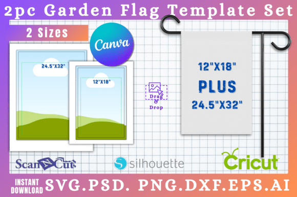 2 Sizes Garden Flag Canva SVG Templates for Your Brand