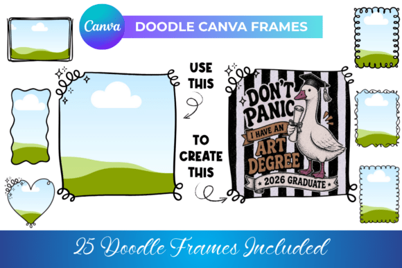 Doodle Border Canva Frames: Instant Hand-Sketched Style