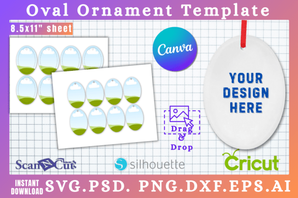 Printable Oval Ornament SVG Templates for Custom Crafts