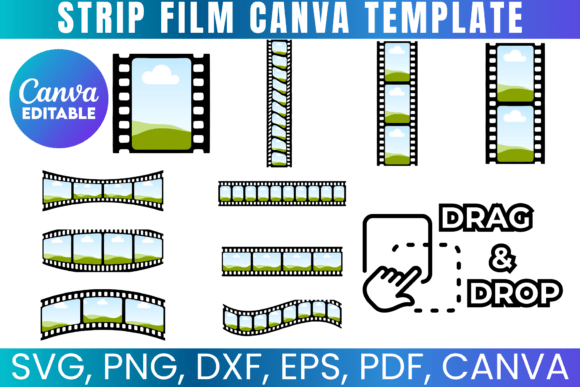 Strip Film Canva Frames: Retro Photo Booth Templates