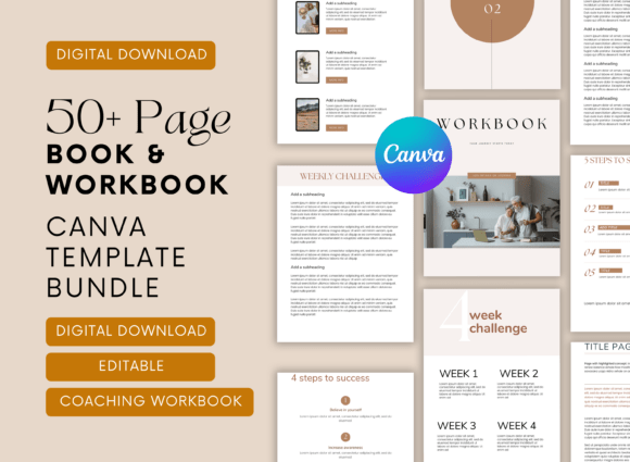 Transform Your Digital Business with a 50+ Page Ebook & Workbook Canva Template