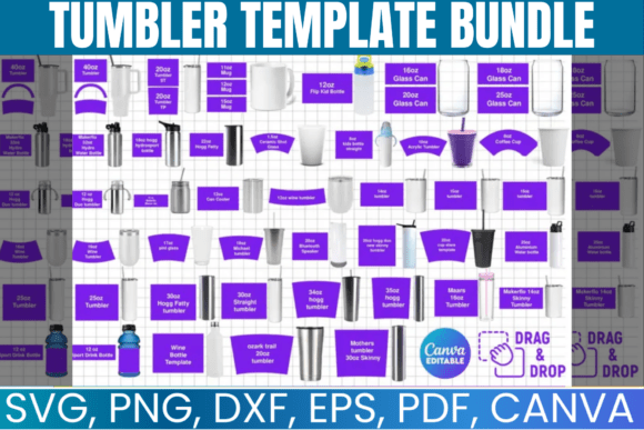 Tumbler Canva Editable Template Bundle: Design Custom Drinkware
