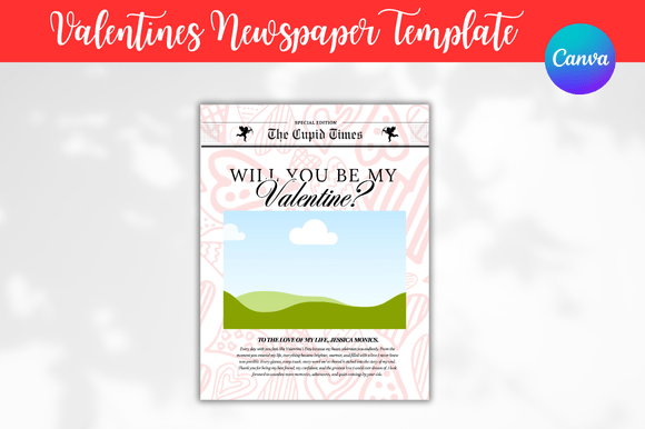 Valentines Newspaper Canva Templates: Craft Timeless Romance